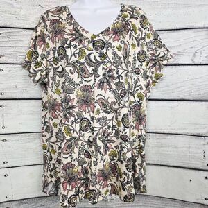 Rachel Zoe 100% Cotton Paisley Floral Print Top 1X NWT